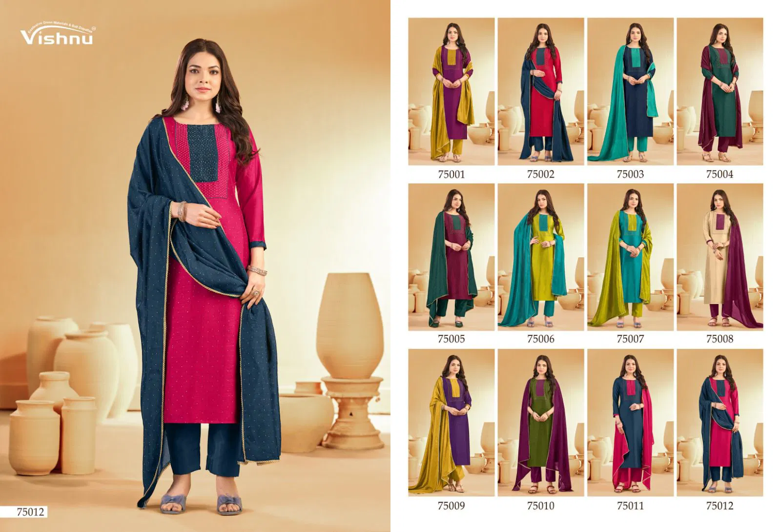 Vishnu Swarnapankh Vichitra Blooming With Work Dress Material