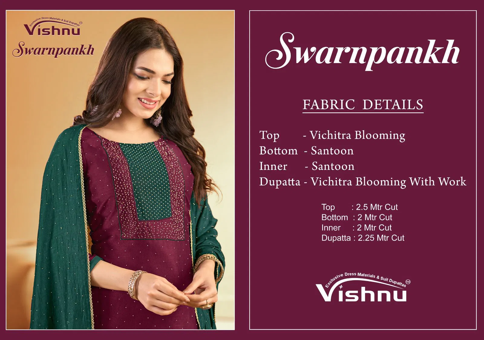 Vishnu Swarnapankh Vichitra Blooming With Work Dress Material