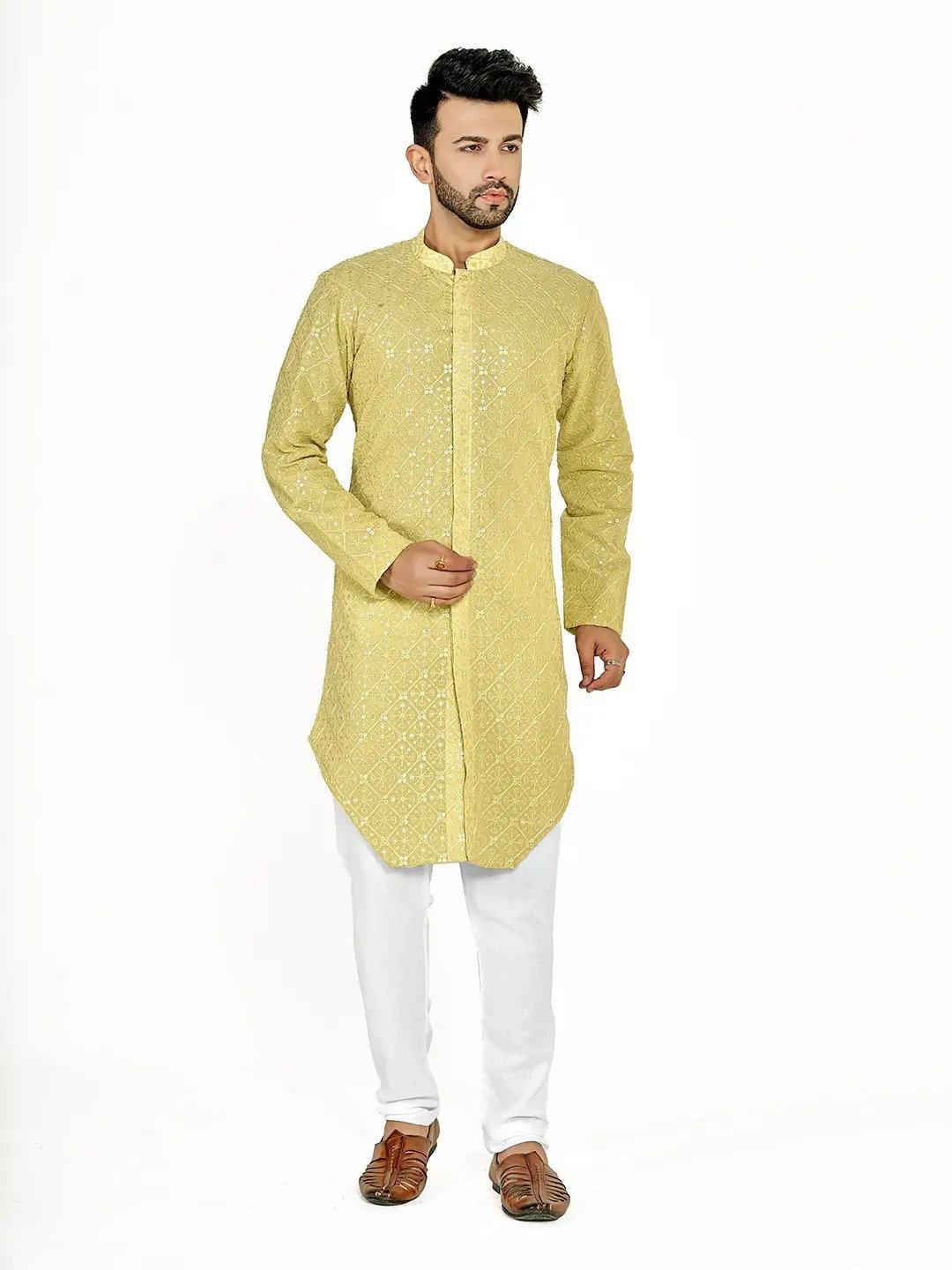 Shee Star 4 Georgette Embroidery Wedding Wear Mens Kurta
