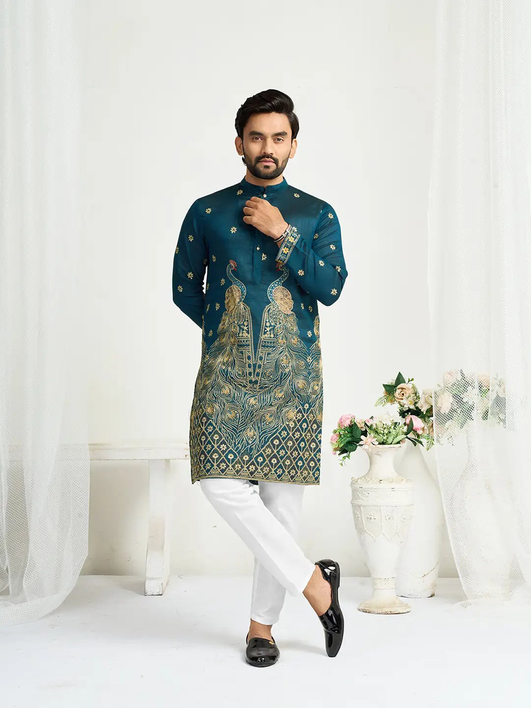 Shee Star 5 Silk Embroidery Wedding Wear Mens Kurta