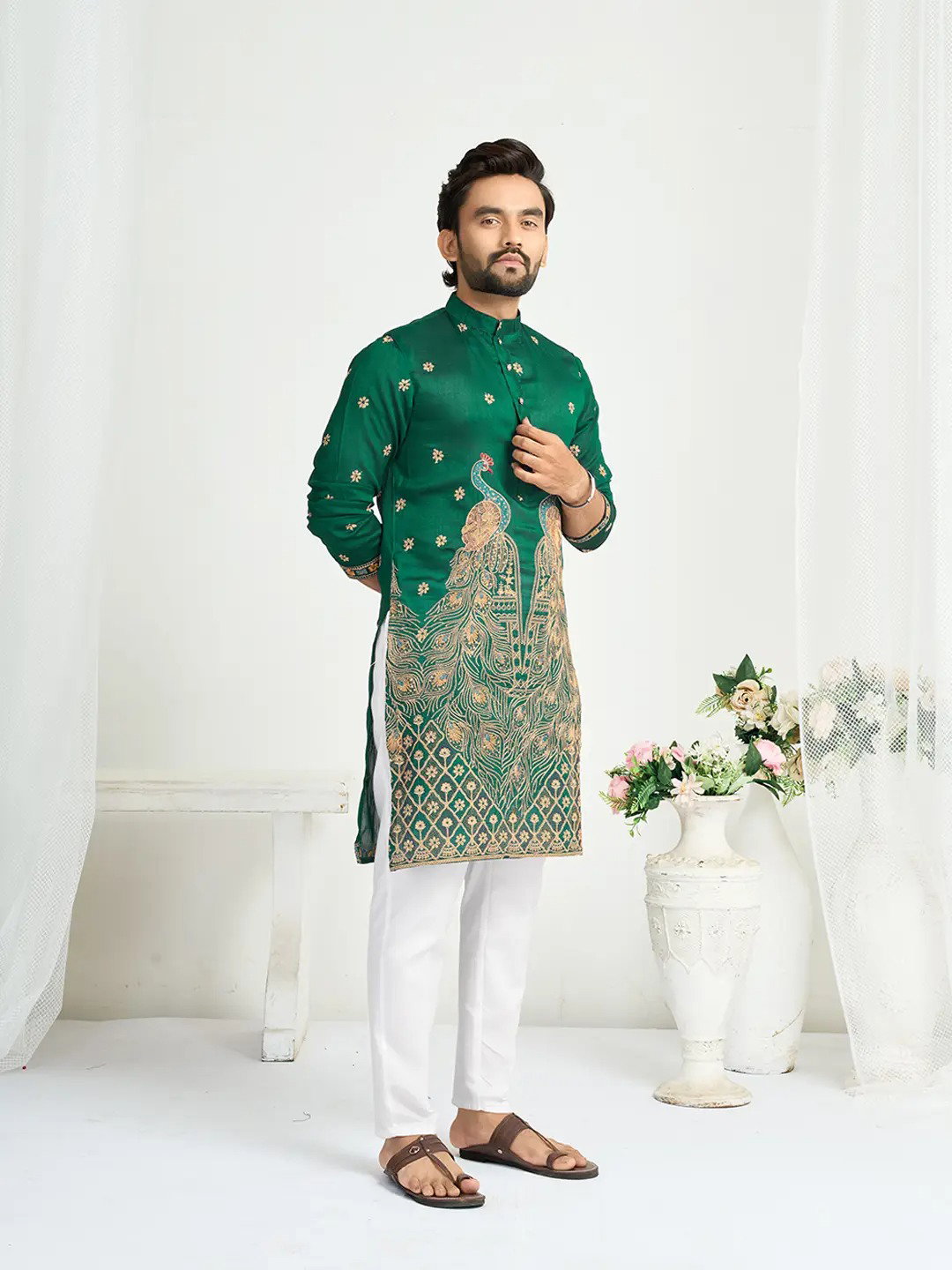 Shee Star 5 Silk Embroidery Wedding Wear Mens Kurta