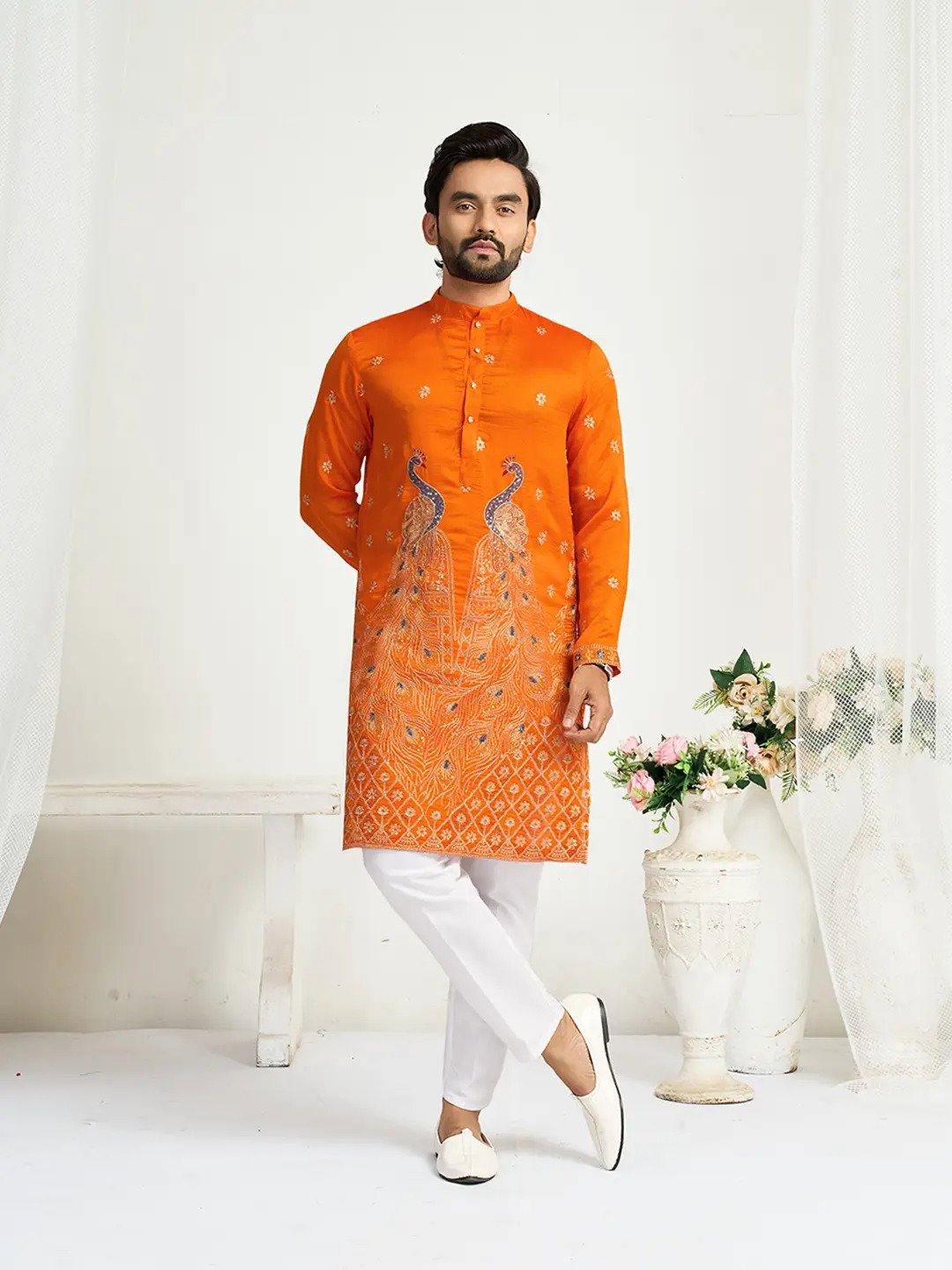 Shee Star 5 Silk Embroidery Wedding Wear Mens Kurta