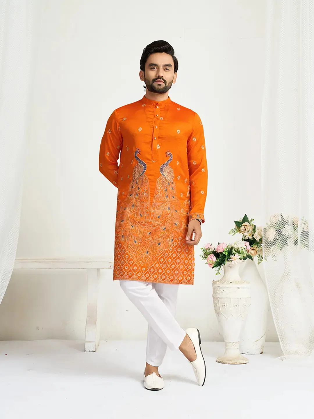 Shee Star 5 Silk Embroidery Wedding Wear Mens Kurta