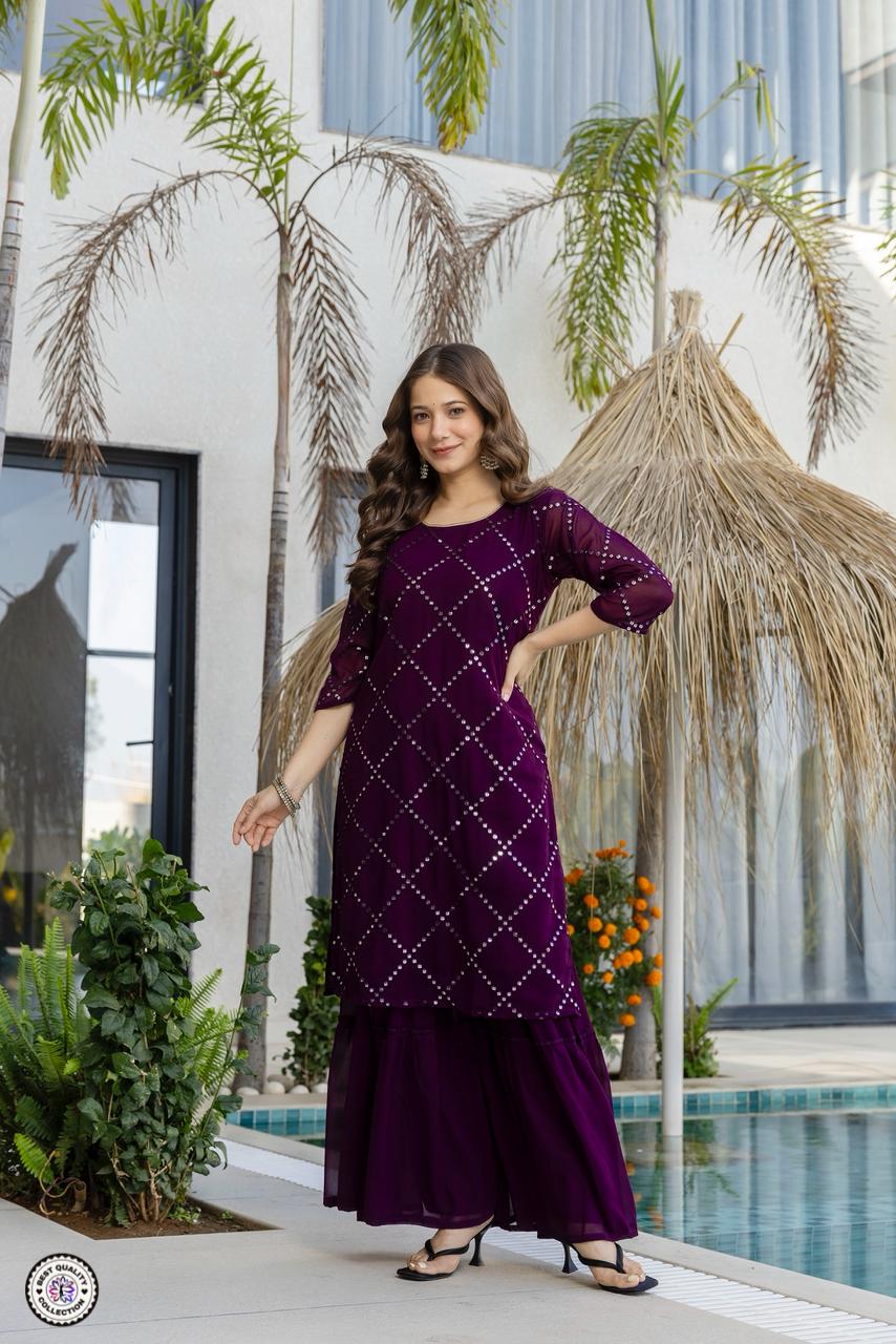 Lekha KL 5133 Faux Georgette Embroidery Kurti Bottom With Dupatta