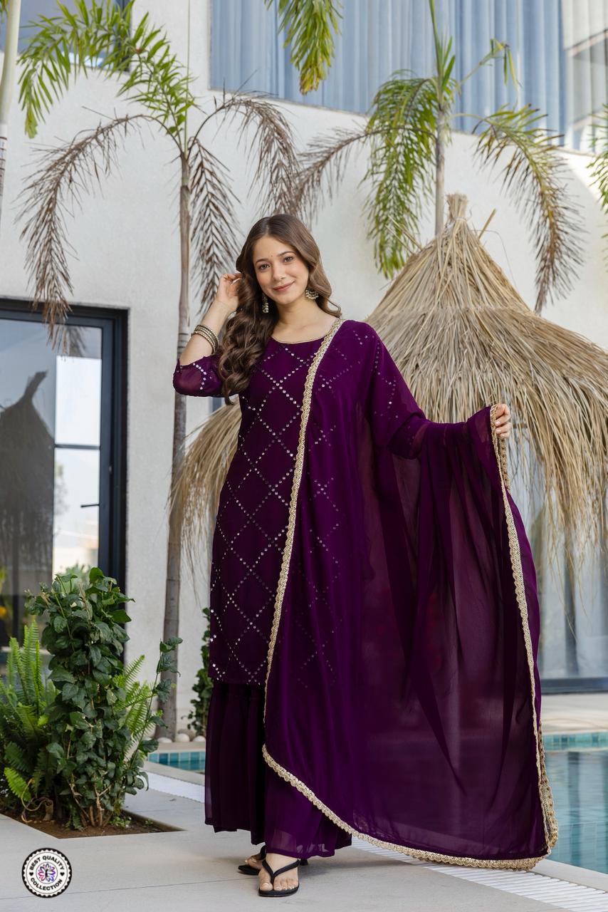 Lekha KL 5133 Faux Georgette Embroidery Kurti Bottom With Dupatta
