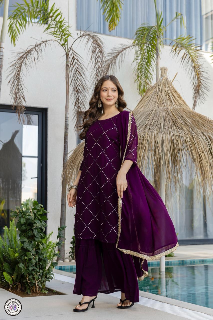 Lekha KL 5133 Faux Georgette Embroidery Kurti Bottom With Dupatta