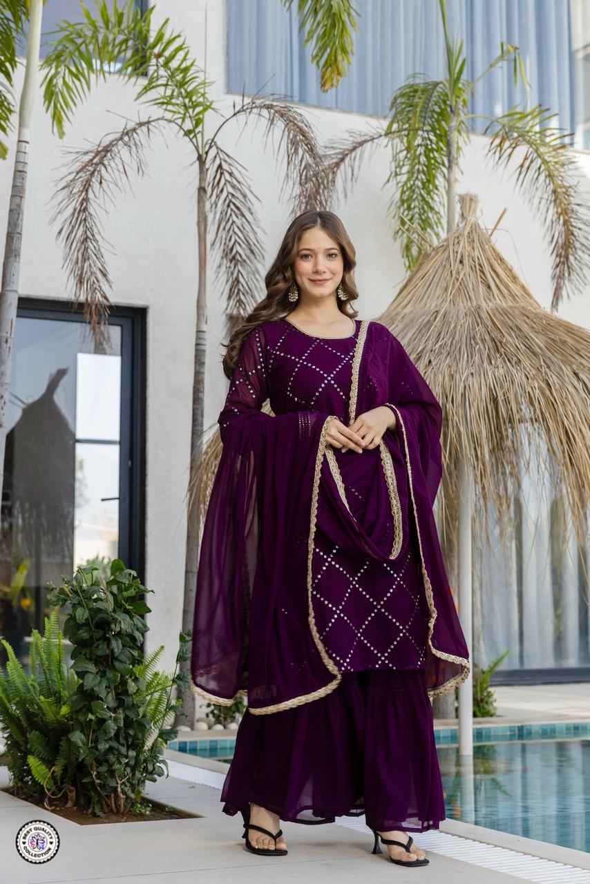 Lekha KL 5133 Faux Georgette Embroidery Kurti Bottom With Dupatta