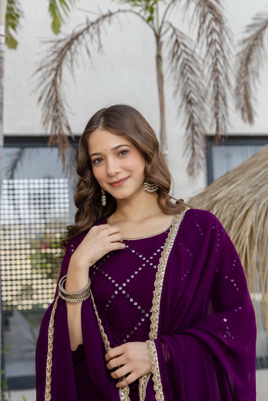 Lekha KL 5133 Faux Georgette Embroidery Kurti Bottom With Dupatta
