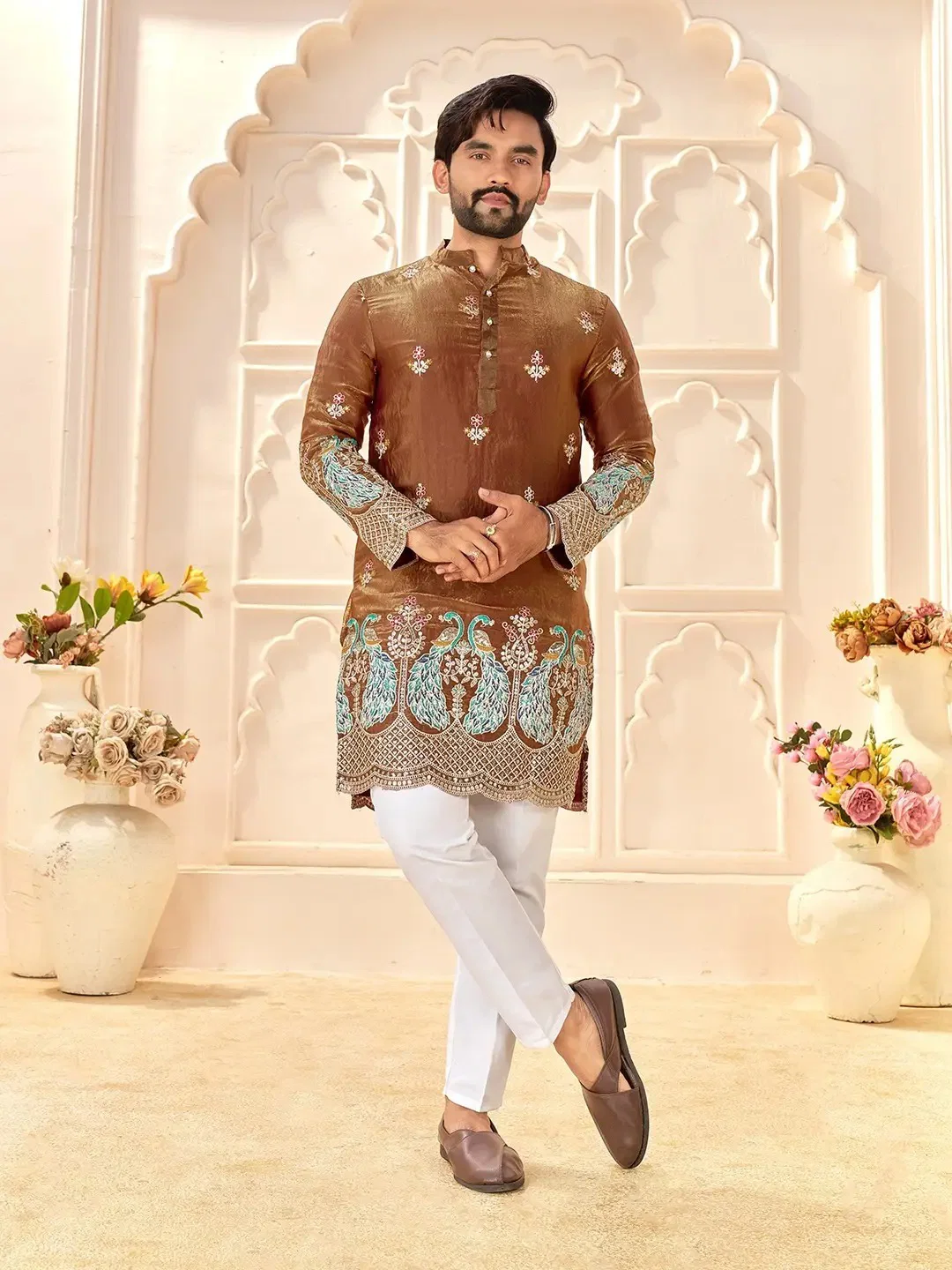 Shee Star 6 Fendi Silk Embroidery Work Mens Kurta