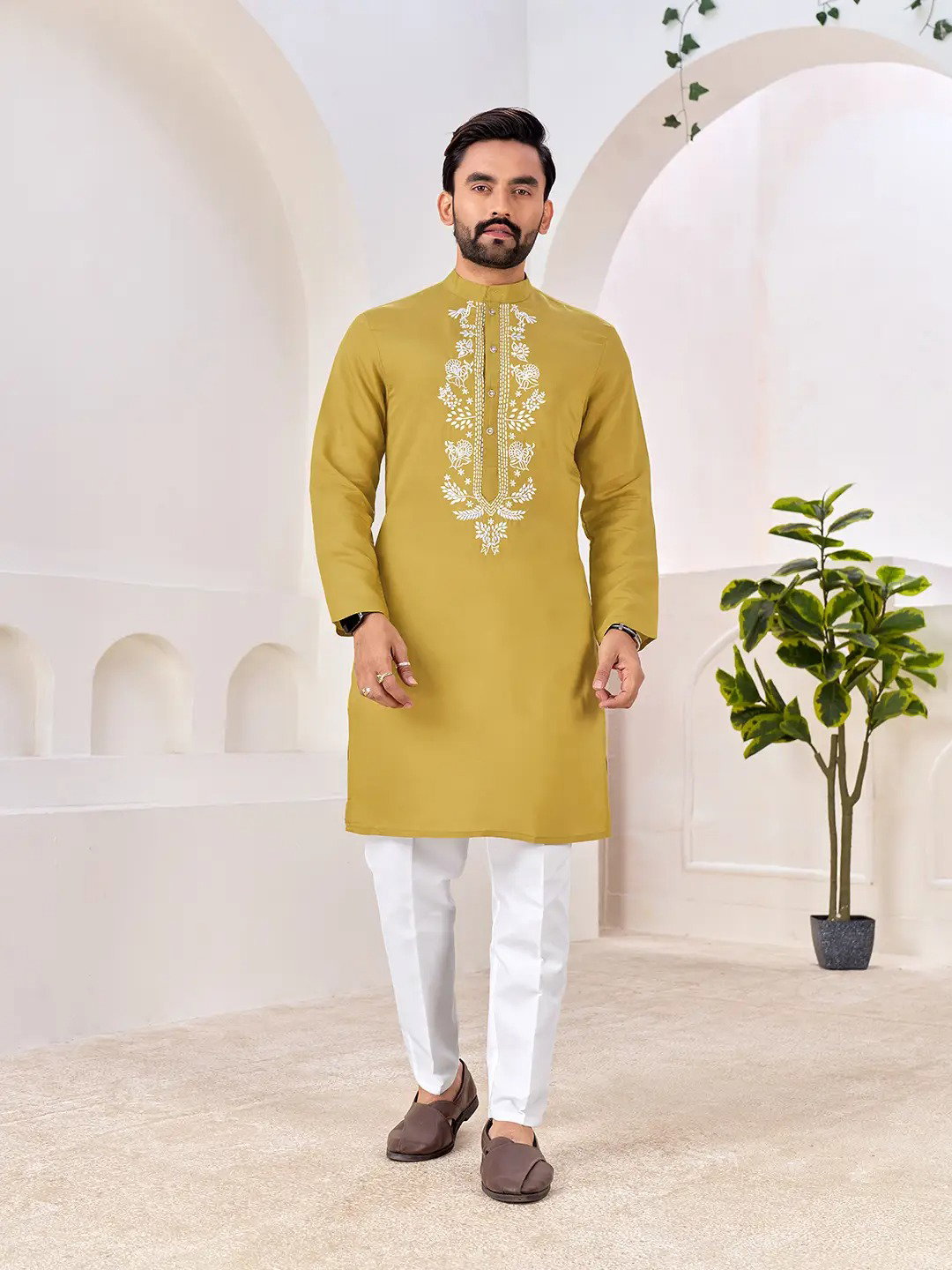 Shee Star 7 Roman Silk Embroidery Work Mens Kurta