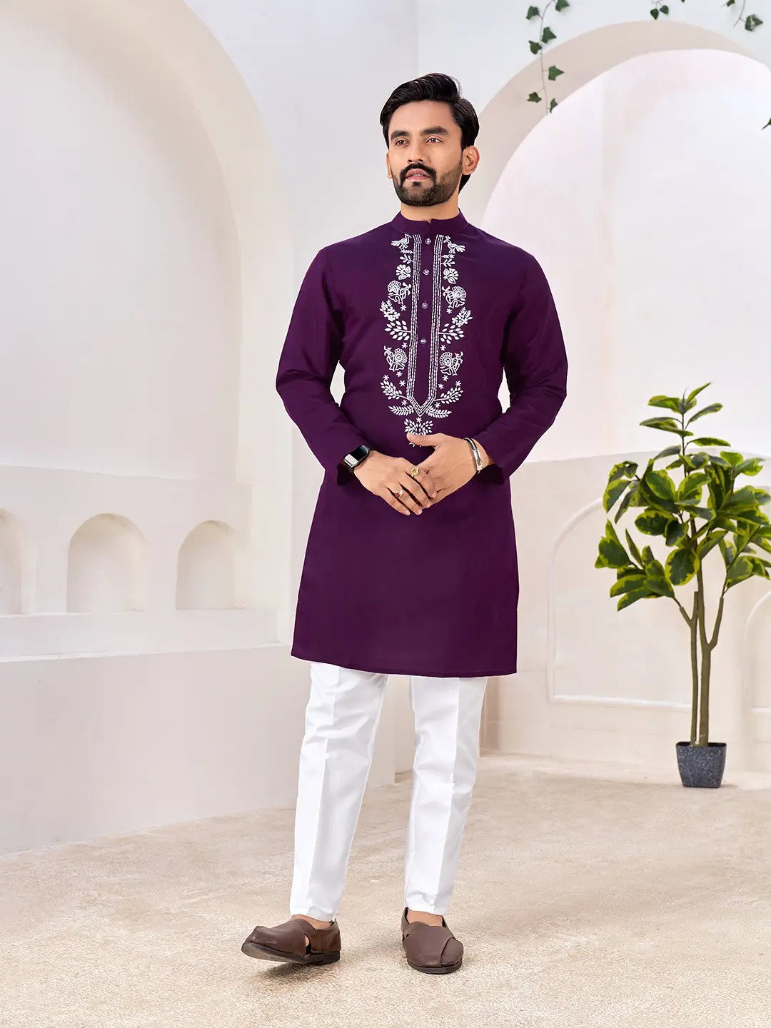 Shee Star 7 Roman Silk Embroidery Work Mens Kurta