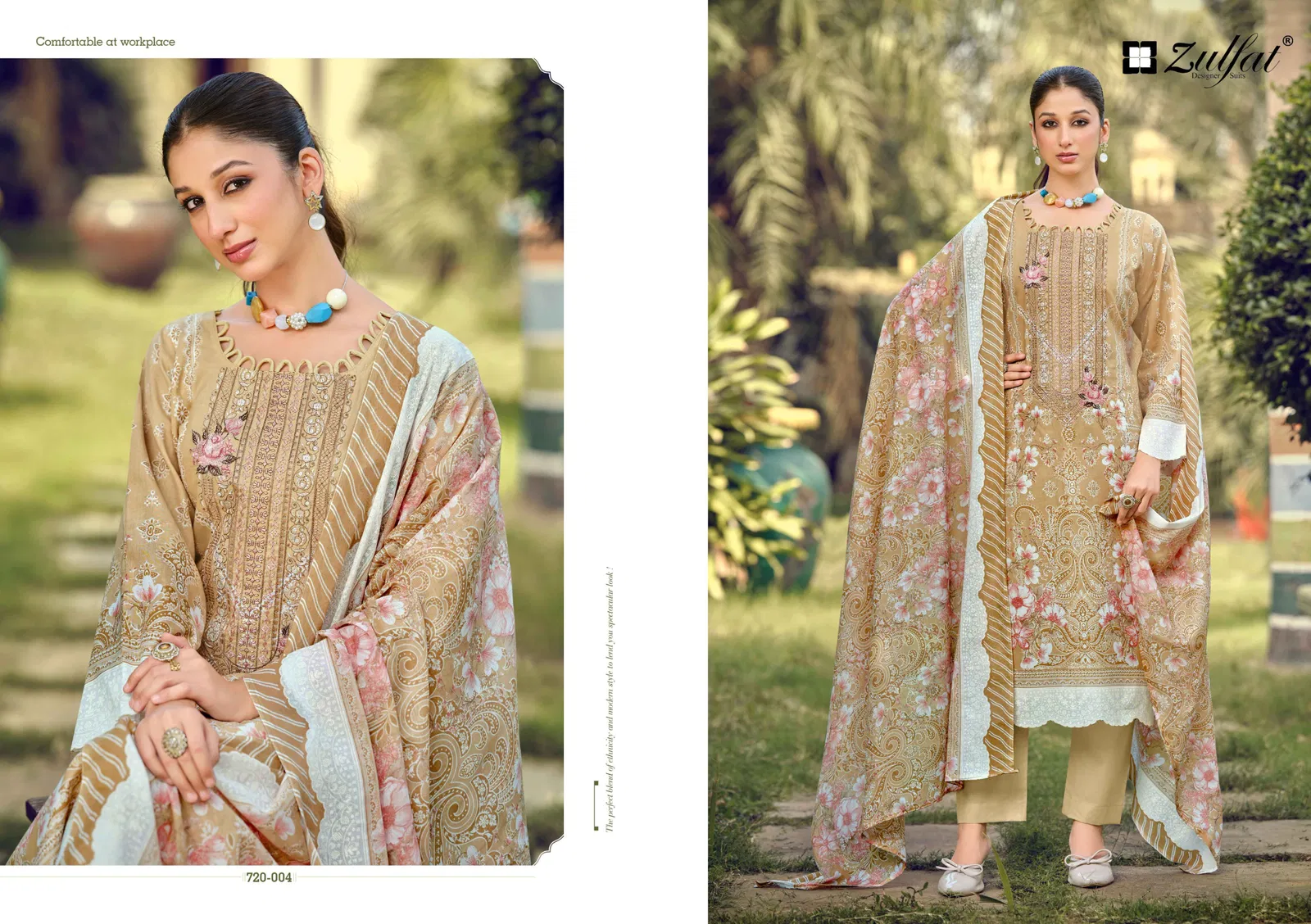 Zulfat Sana Safina Vol 4 Cotton Print With Embroidered Dress Material