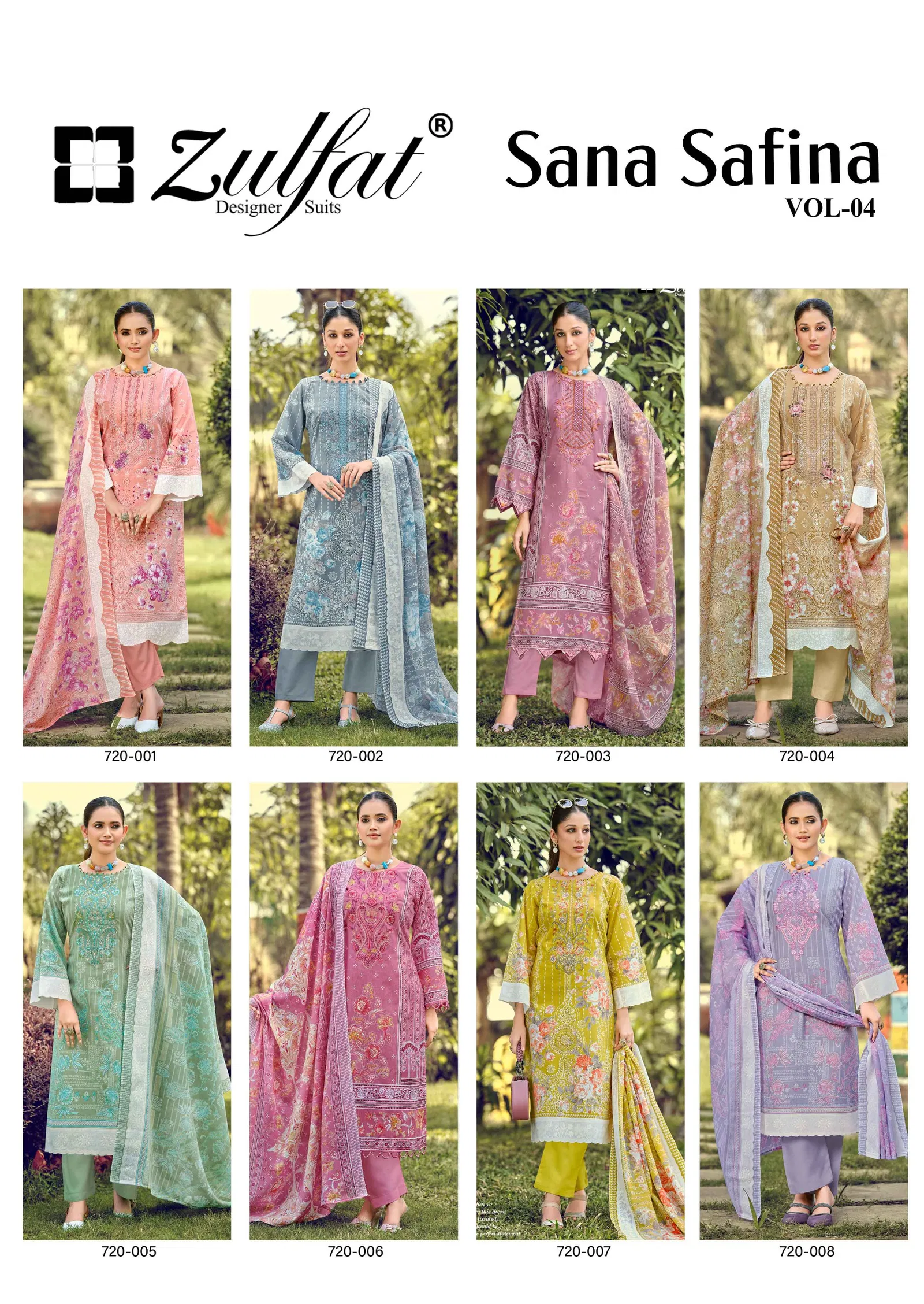 Zulfat Sana Safina Vol 4 Cotton Print With Embroidered Dress Material