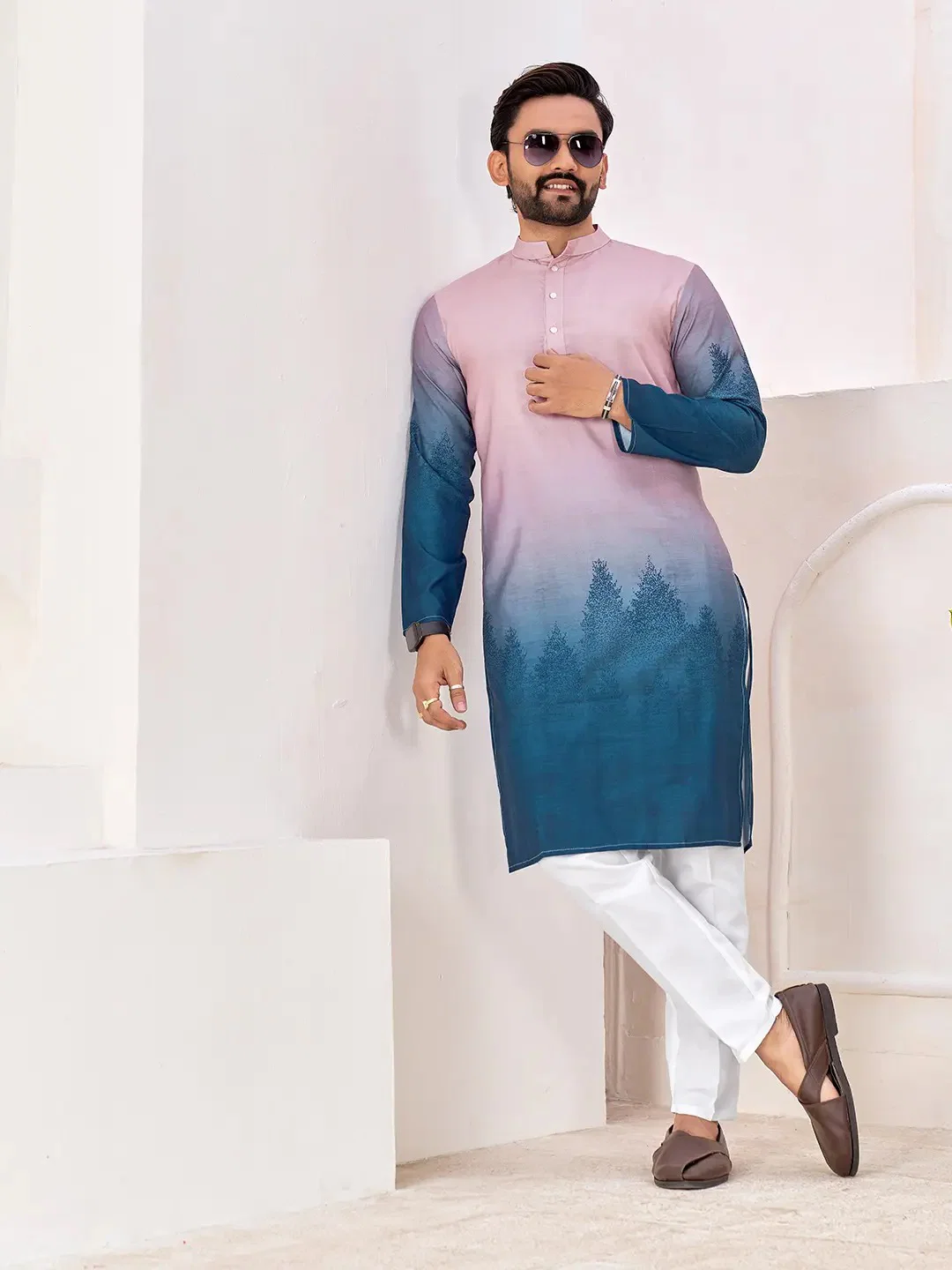 Shee Star 8 Rayon With Print Mens Kurta