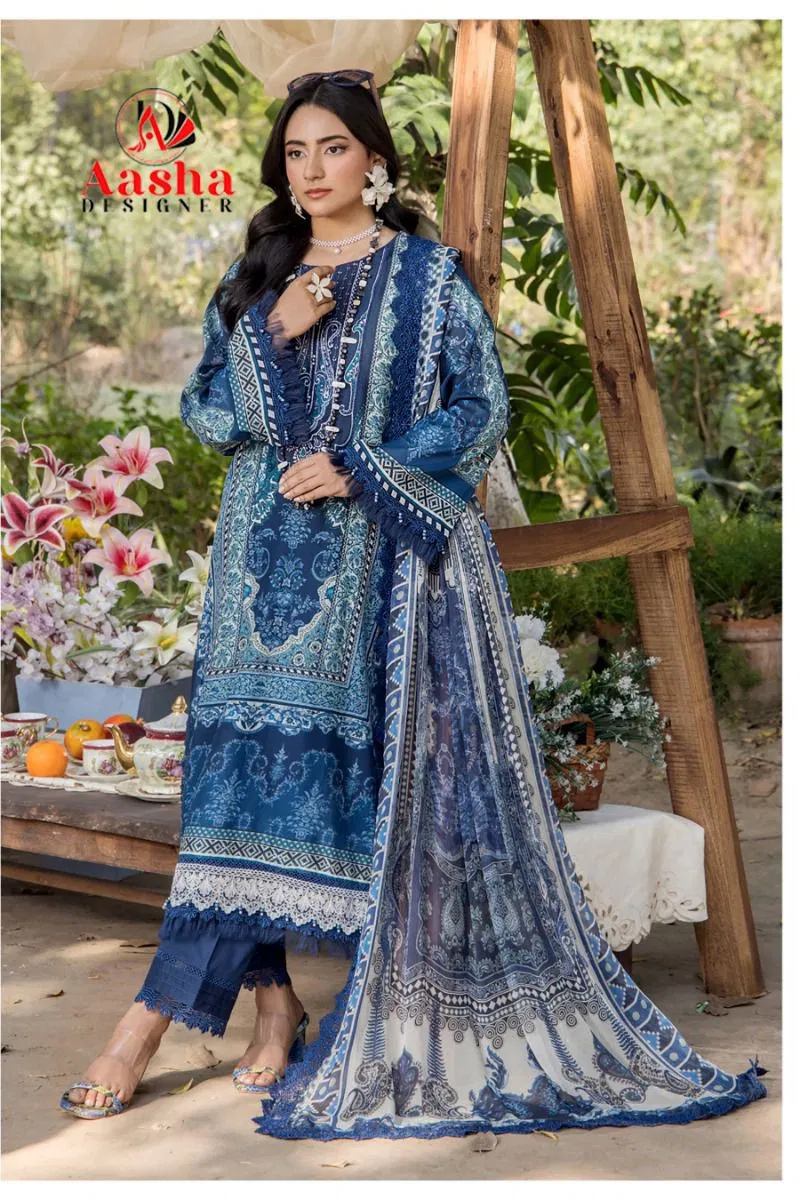 Aasha 1201 Cotton Dupatta Cotton Printed Pakistani Salwar Kameez