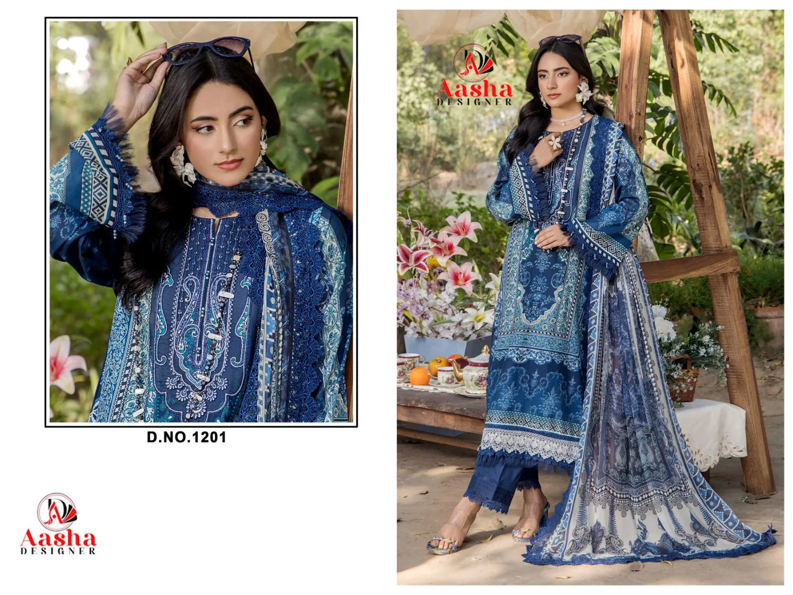 Aasha 1201 Cotton Dupatta Cotton Printed Pakistani Salwar Kameez