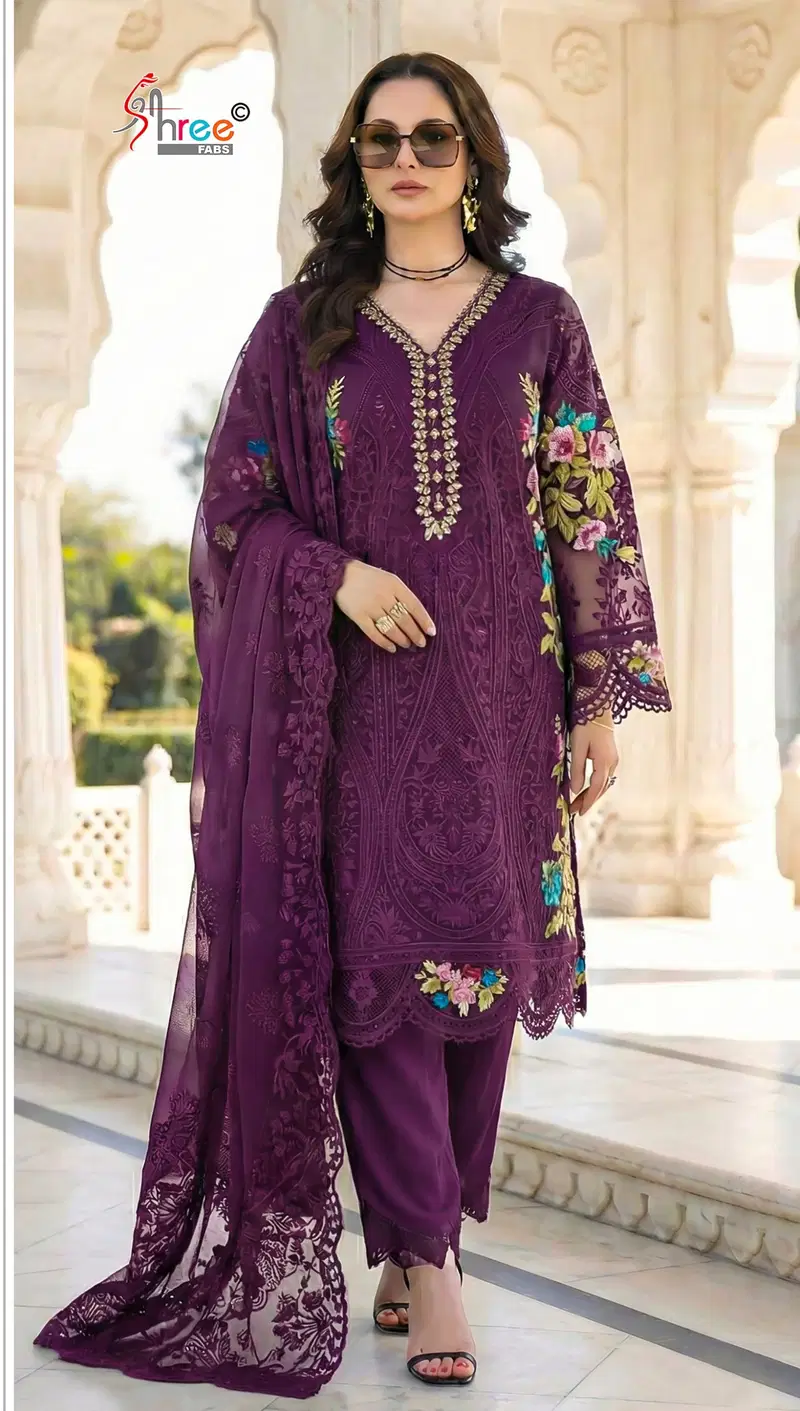 Shree Sf 5610 A To D Chiffon With Embroidery Work Pakistani Salwar Kameez