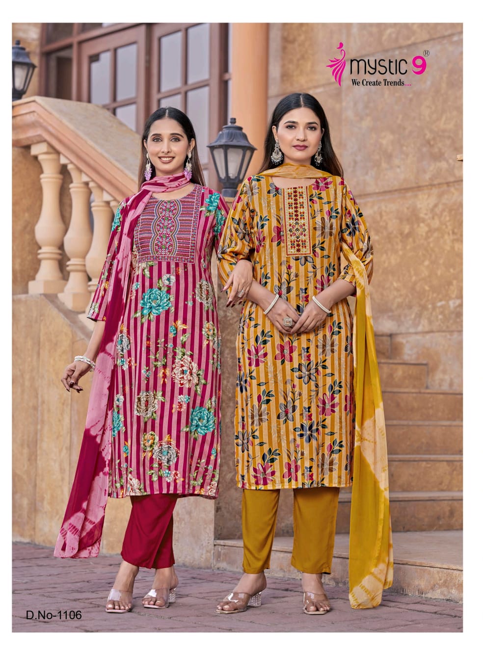 Mystic 9 Rubina Vol 1 Rayon Dull Patta Kurti Bottom With Dupatta