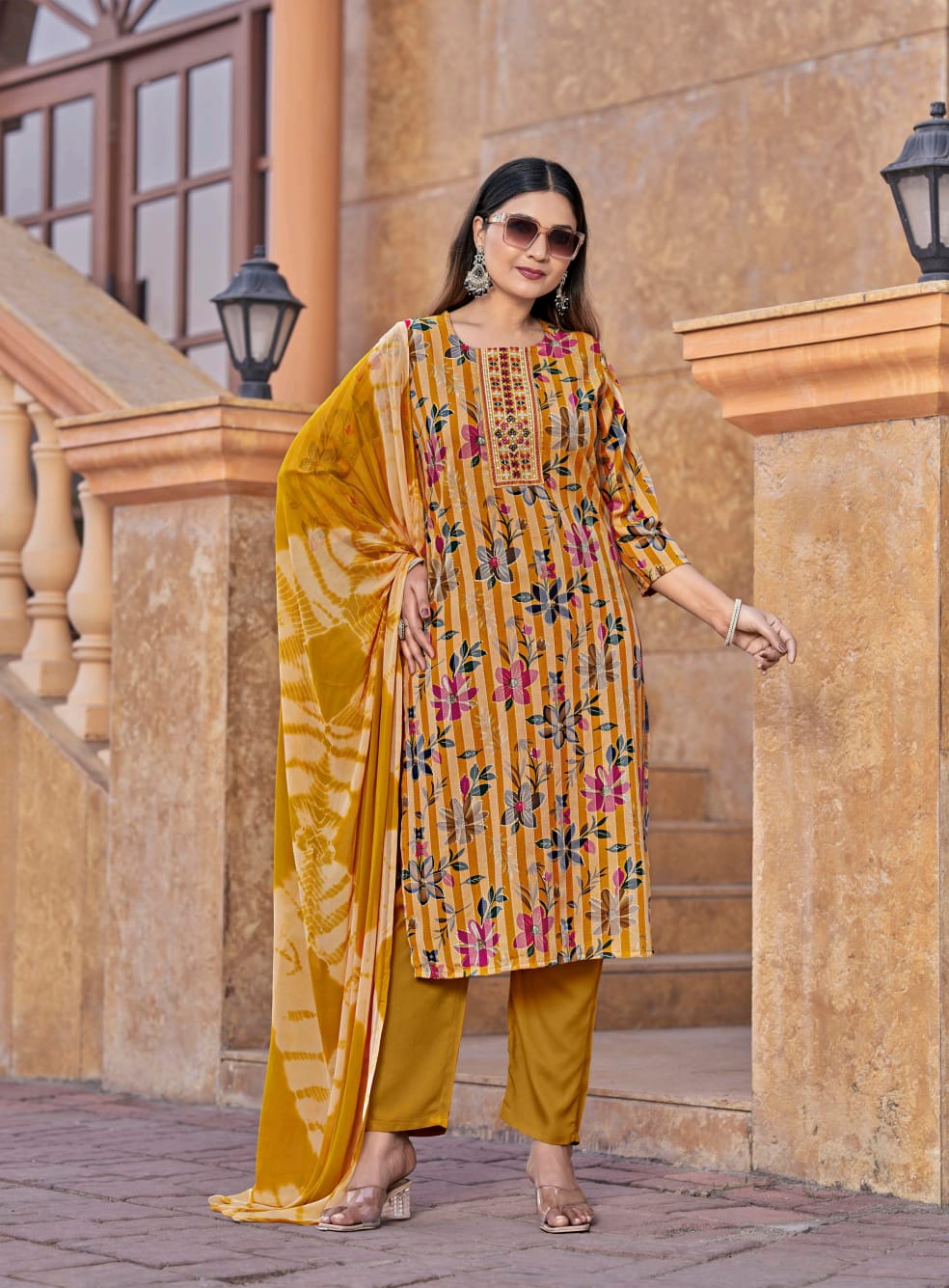 Mystic 9 Rubina Vol 1 Rayon Dull Patta Kurti Bottom With Dupatta
