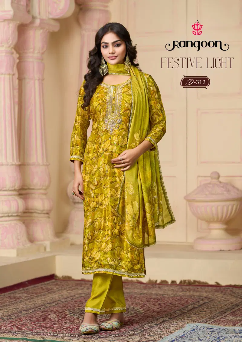Rangoon Festive Light Viscose With Digital Print Top Bottom And Dupatta