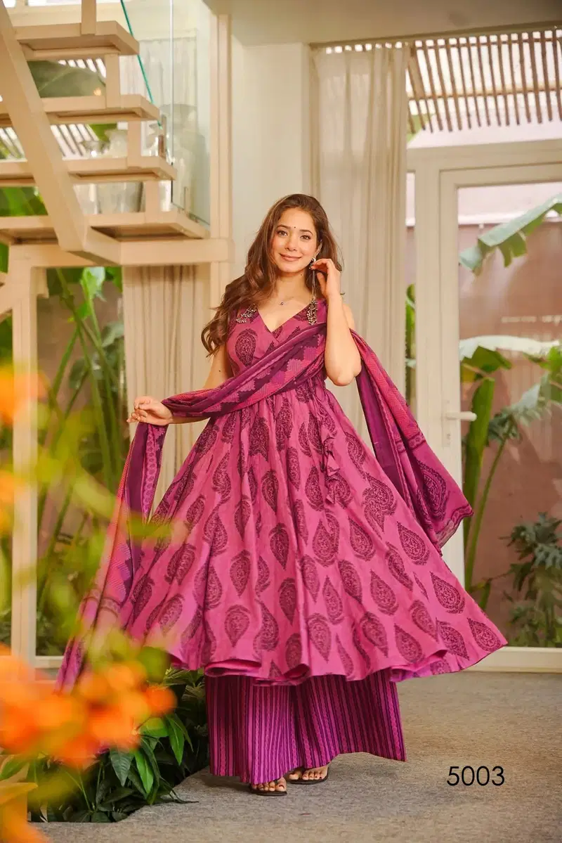 Vyoma Vol 5 Muslin Digital Printed Top Bottom And Dupatta Festival Wear Collection