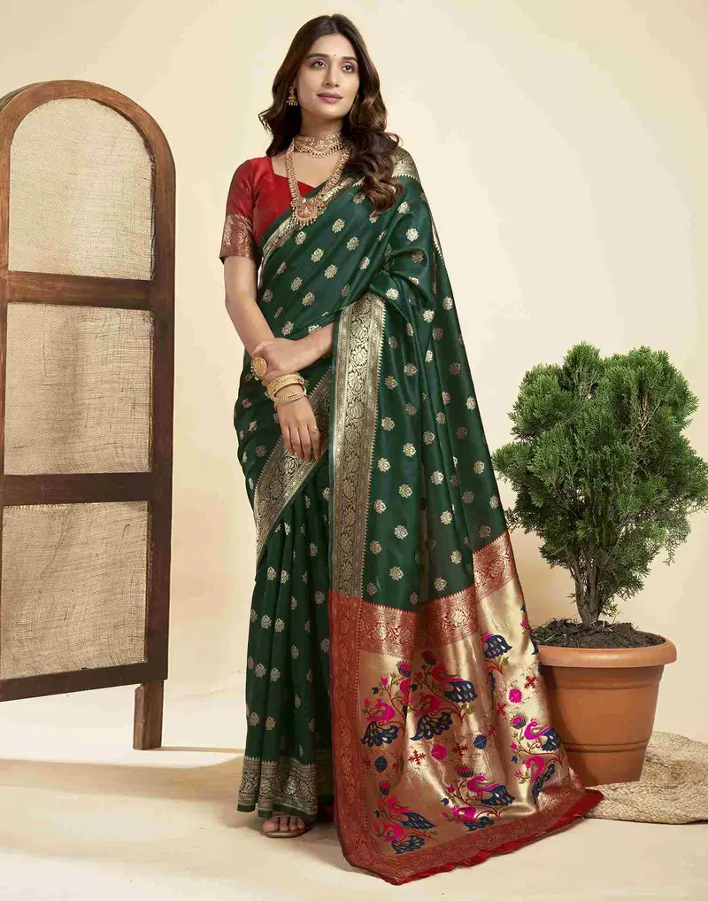 P 205 Silk Woven Work Festival Wear Saree Collection