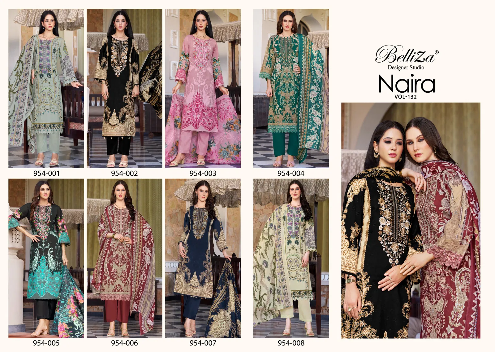 Belliza Naira Vol 132 Cotton Digital Print Embroidery Dress Material