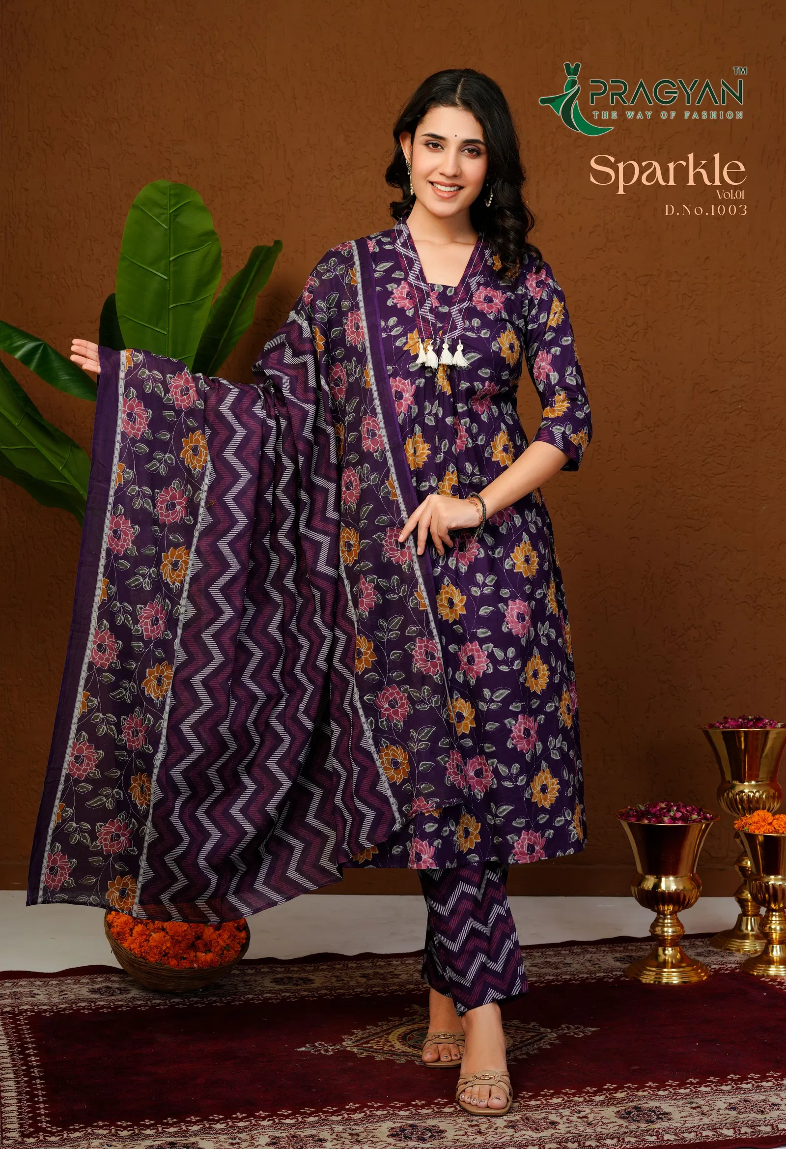 Pragyan Sparkle Vol 1 Cambric Cotton Aline Kurti Set Collection