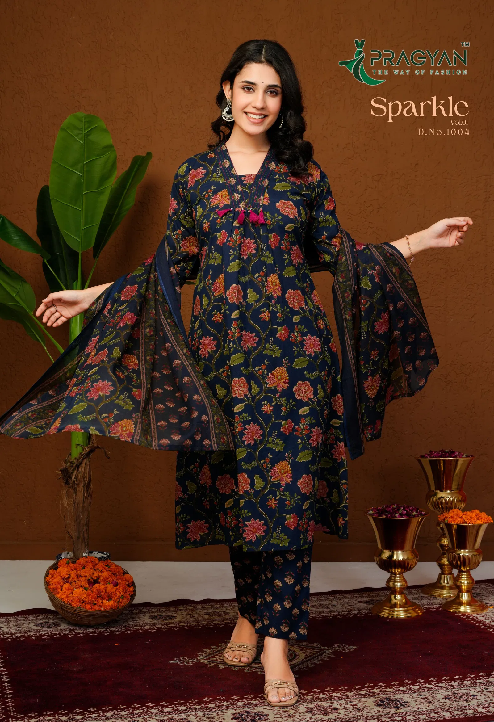 Pragyan Sparkle Vol 1 Cambric Cotton Aline Kurti Set Collection
