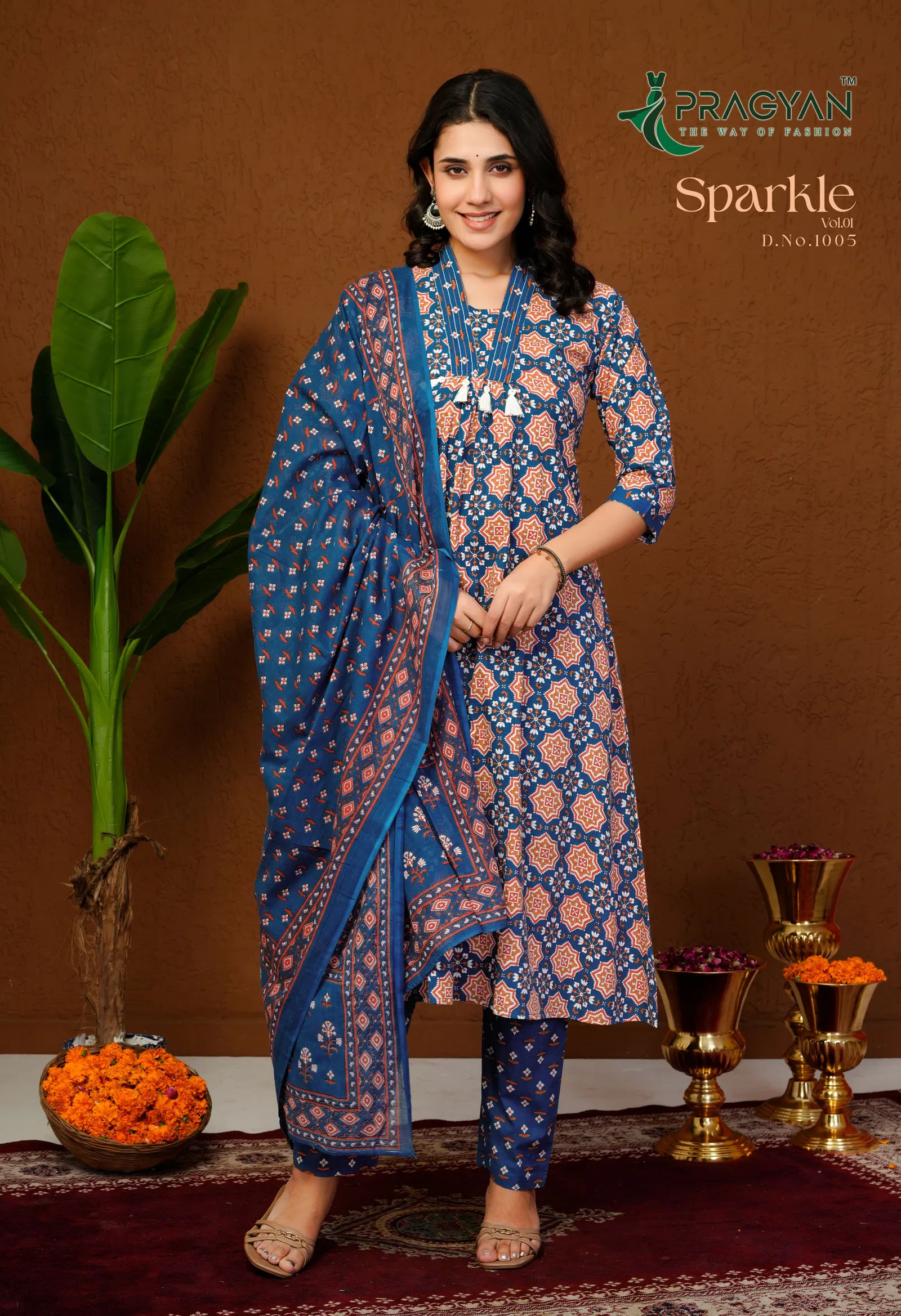 Pragyan Sparkle Vol 1 Cambric Cotton Aline Kurti Set Collection