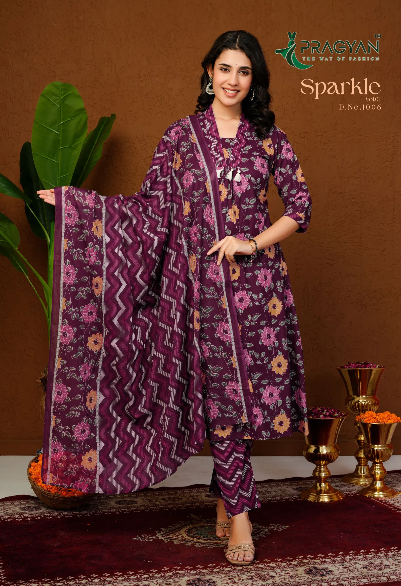 Pragyan Sparkle Vol 1 Cambric Cotton Aline Kurti Set Collection
