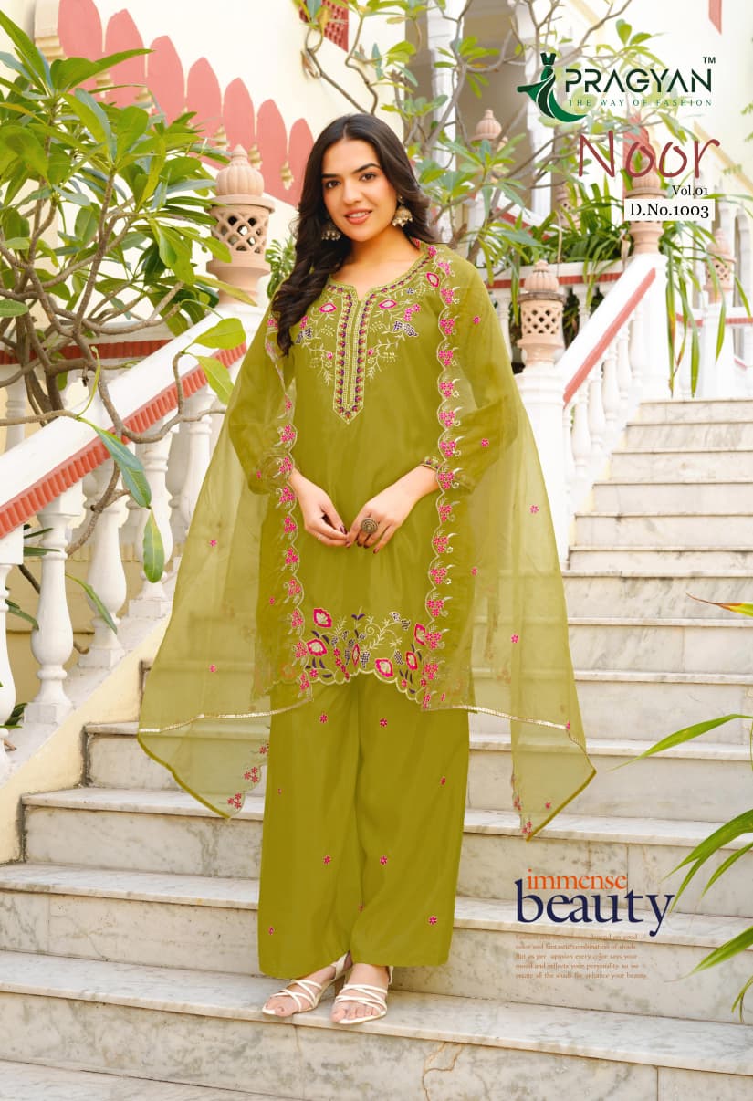 Pragyan Noor Vol 1 HO Silk Fancy Embroidery Kurti Bottom With Dupatta