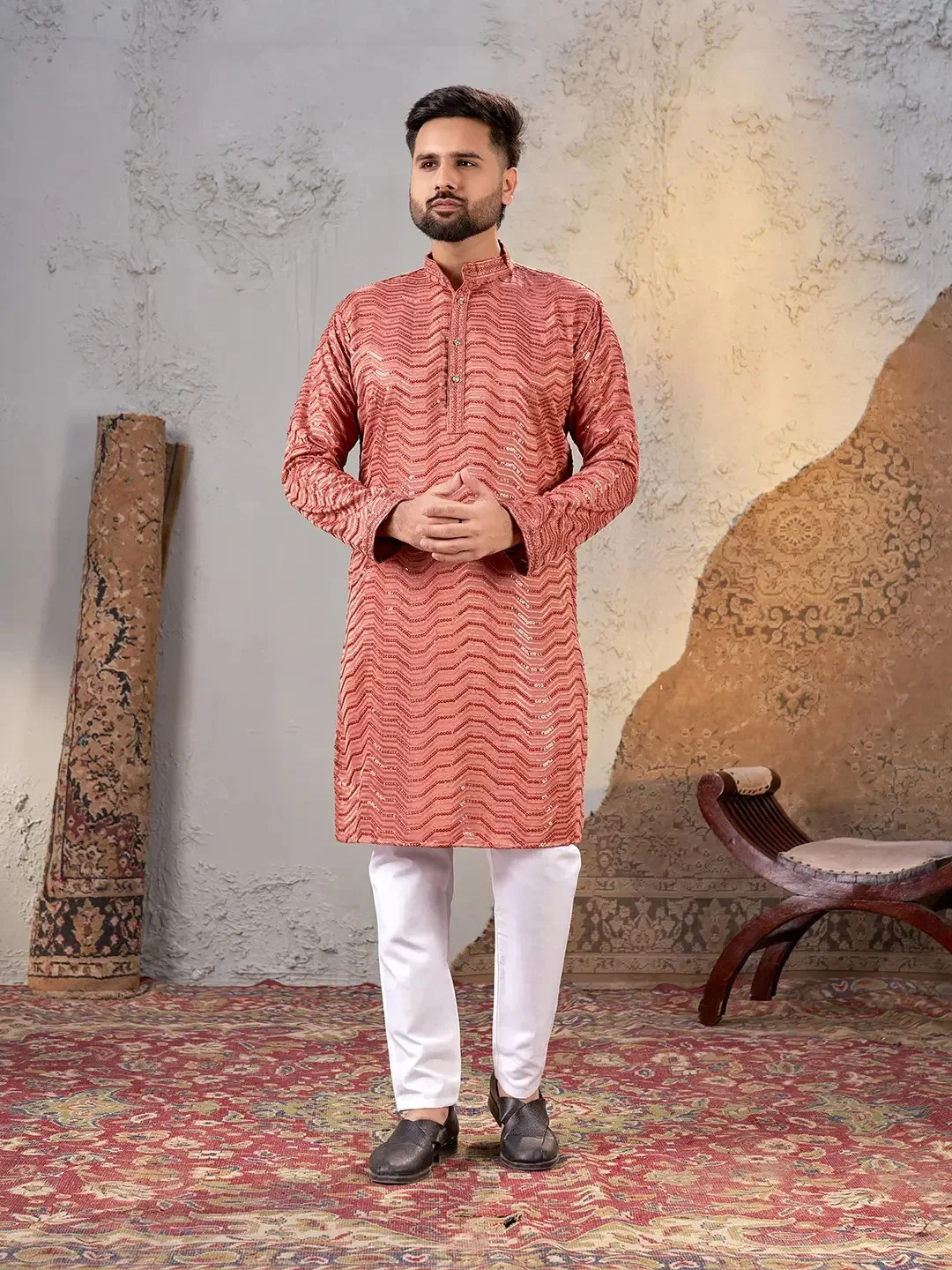 Shee Star 9 Georgette Chiffli Work Mens Kurta