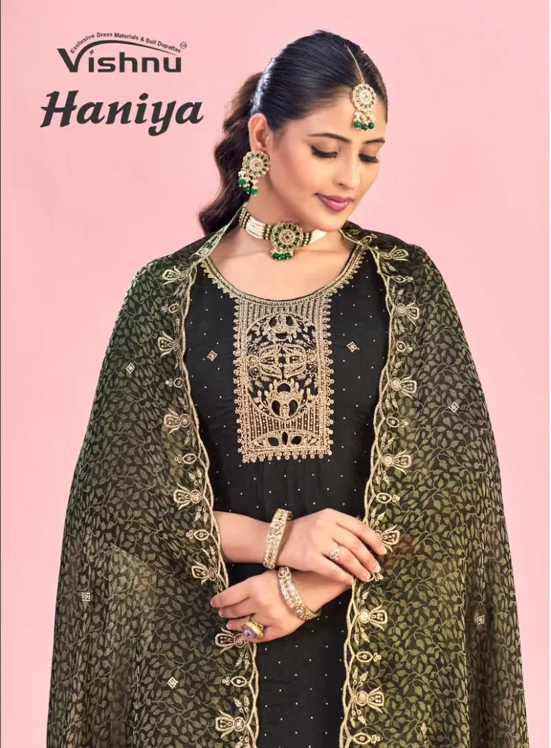 Vishnu Haniya Nc Moss With Zarkan Work Dress Material Collection