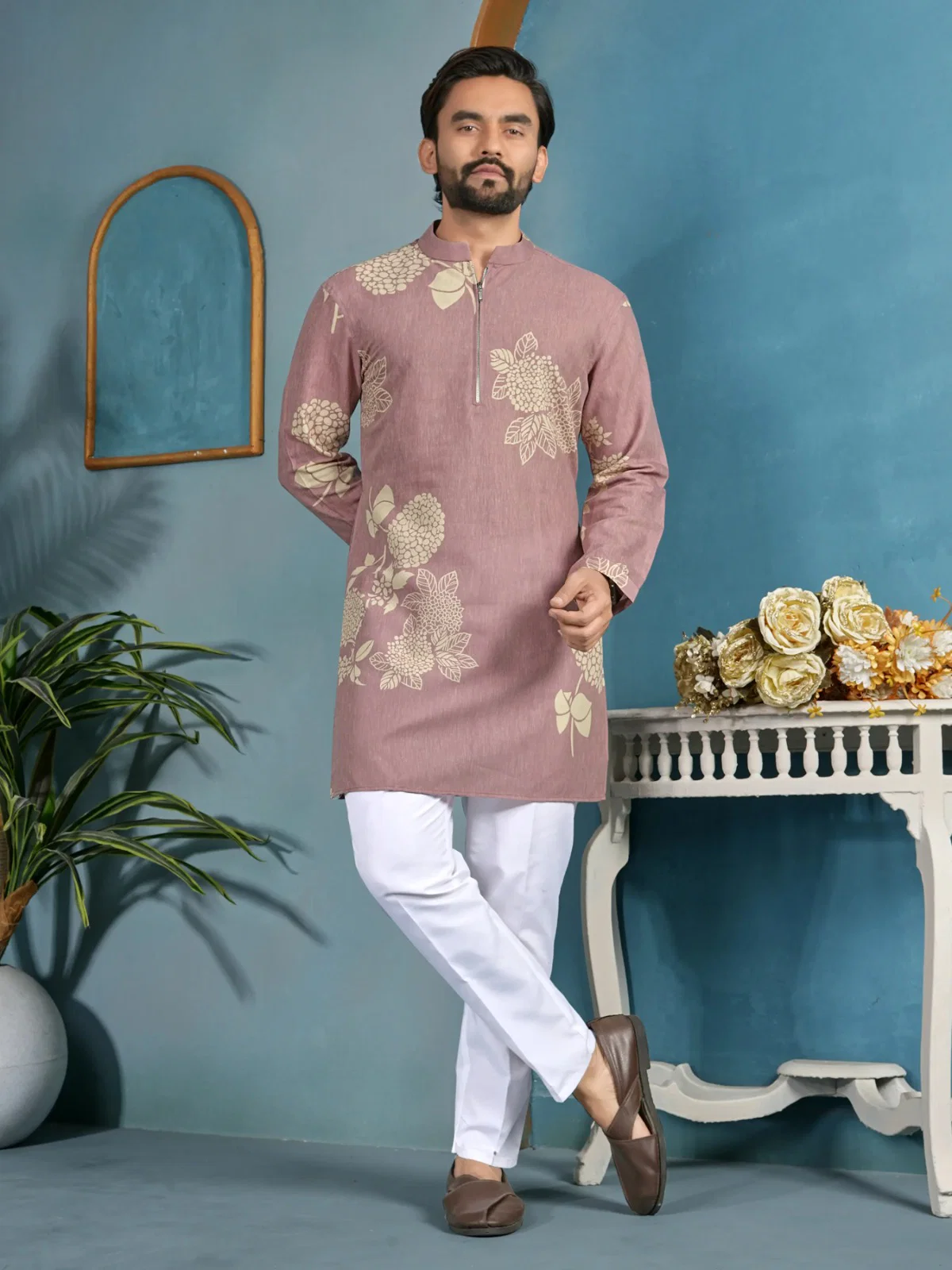 Shee Star 11 Cotton Natural Flex Khadi Print Mens Kurta
