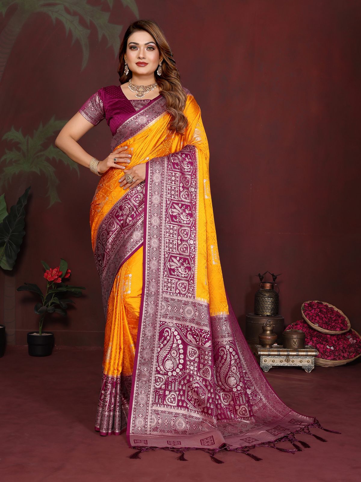 Lekha VC Shrinidhi Satin Silk Zari Weaving Saree