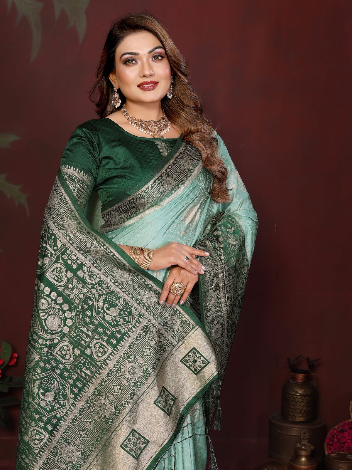Lekha VC Shrinidhi Satin Silk Zari Weaving Saree