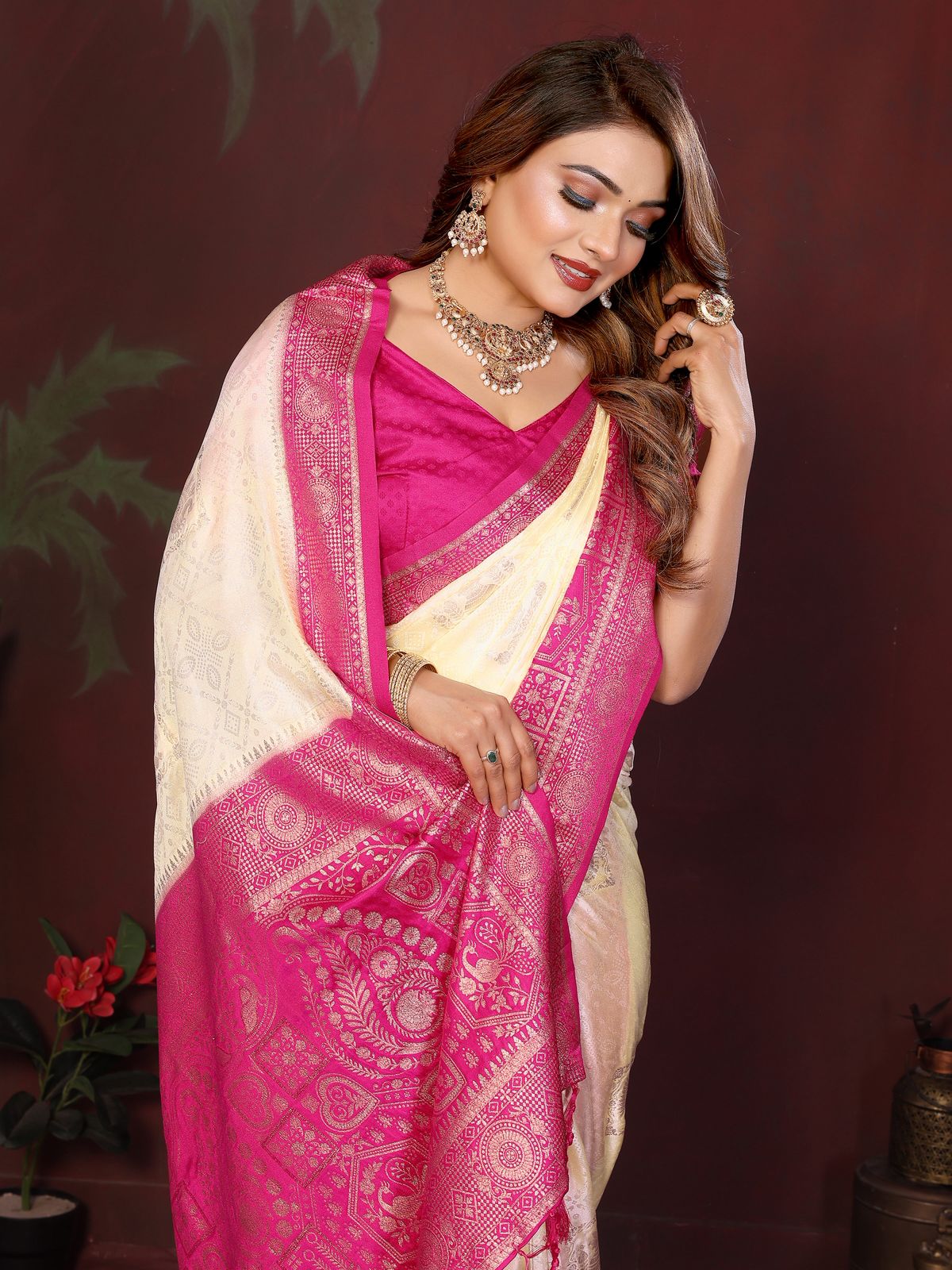 Lekha VC Shrinidhi Satin Silk Zari Weaving Saree