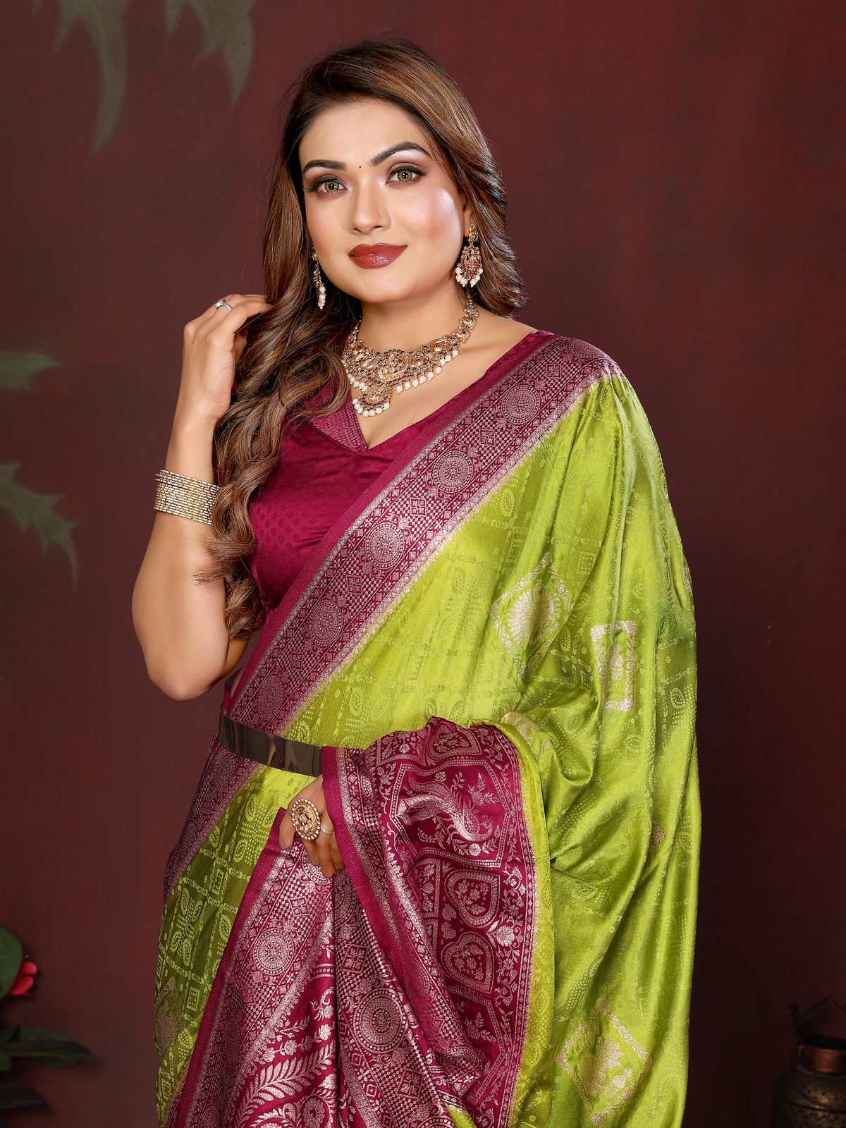 Lekha VC Shrinidhi Satin Silk Zari Weaving Saree