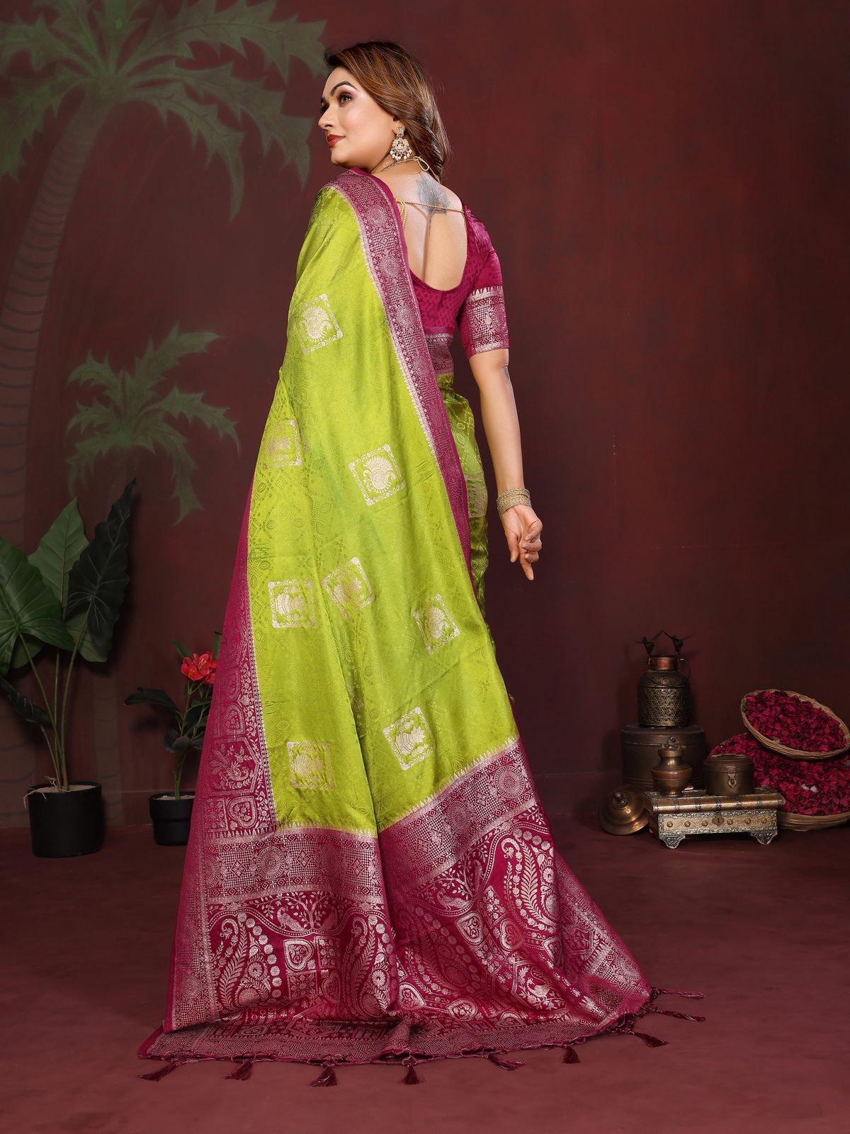 Lekha VC Shrinidhi Satin Silk Zari Weaving Saree