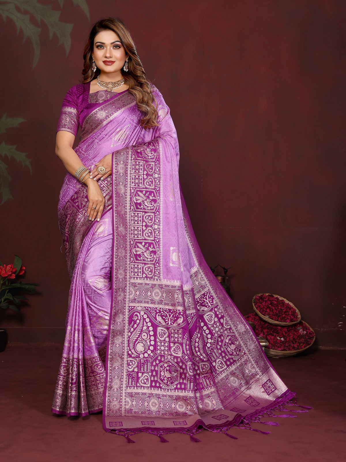 Lekha VC Shrinidhi Satin Silk Zari Weaving Saree