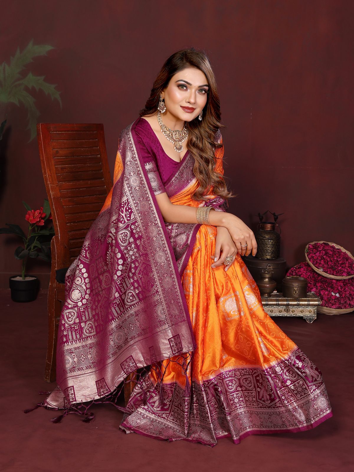 Lekha VC Shrinidhi Satin Silk Zari Weaving Saree