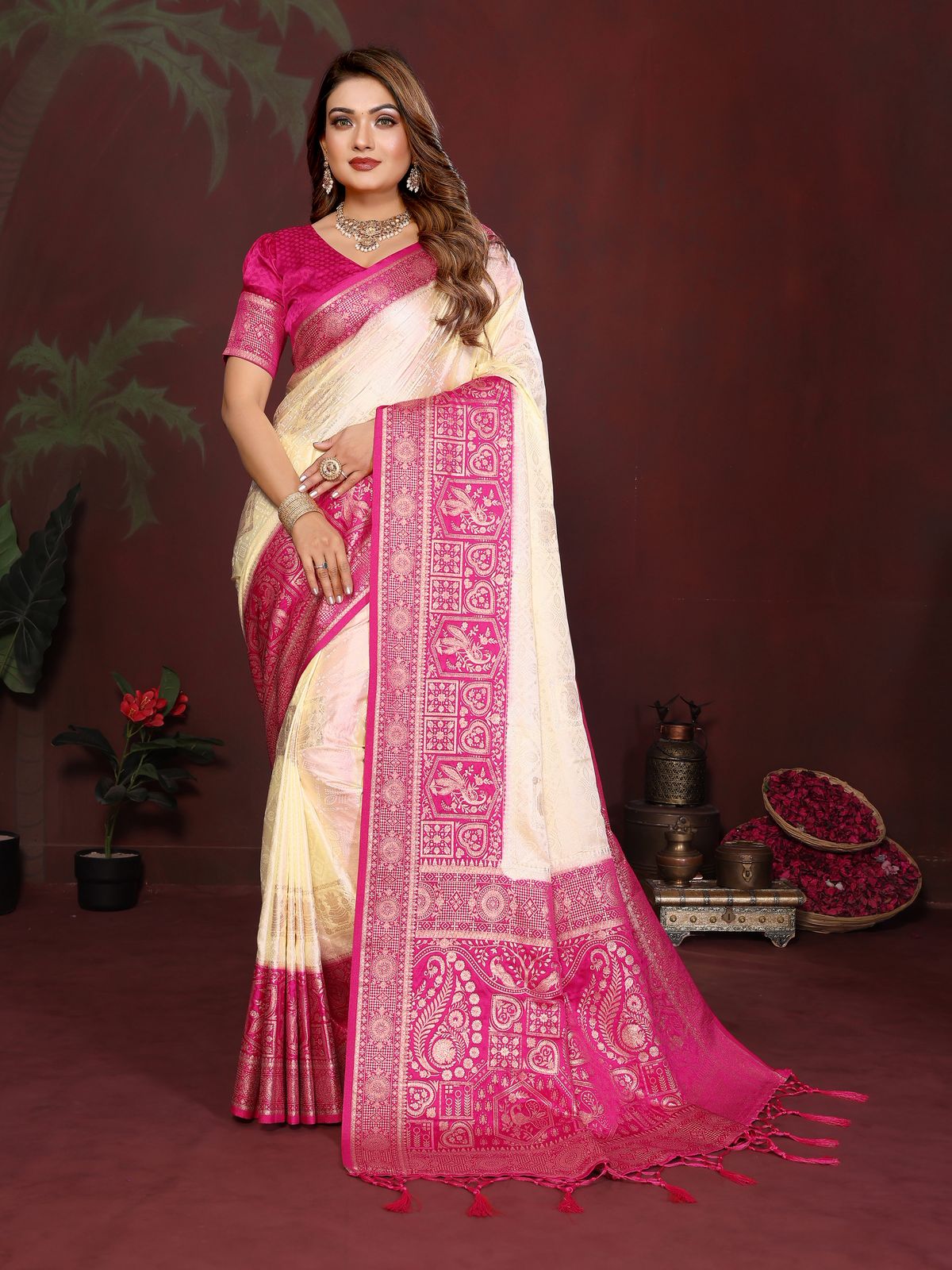 Lekha VC Shrinidhi Satin Silk Zari Weaving Saree