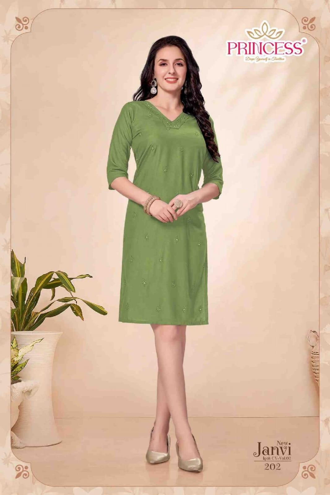 Princess New Janvi Look CV Vol 2 Heavy Rayon Embroidery Kurti