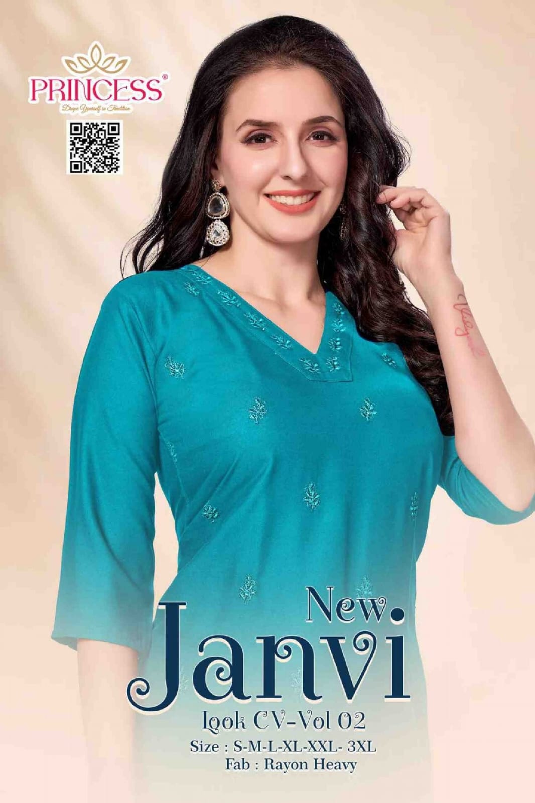 Princess New Janvi Look CV Vol 2 Heavy Rayon Embroidery Kurti