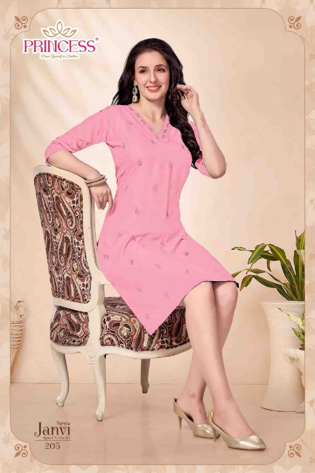 Princess New Janvi Look CV Vol 2 Heavy Rayon Embroidery Kurti