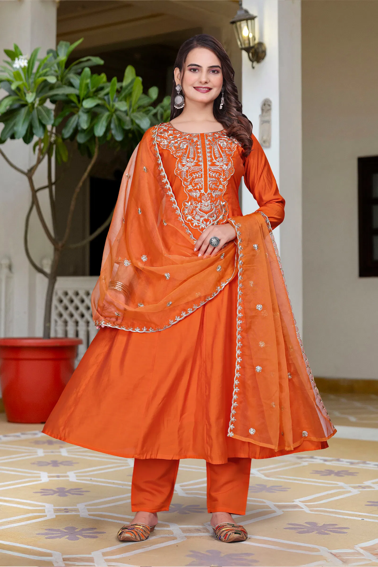 Rubina 01 Vichitra With Embroidery Work Kurti Pant And Dupatta