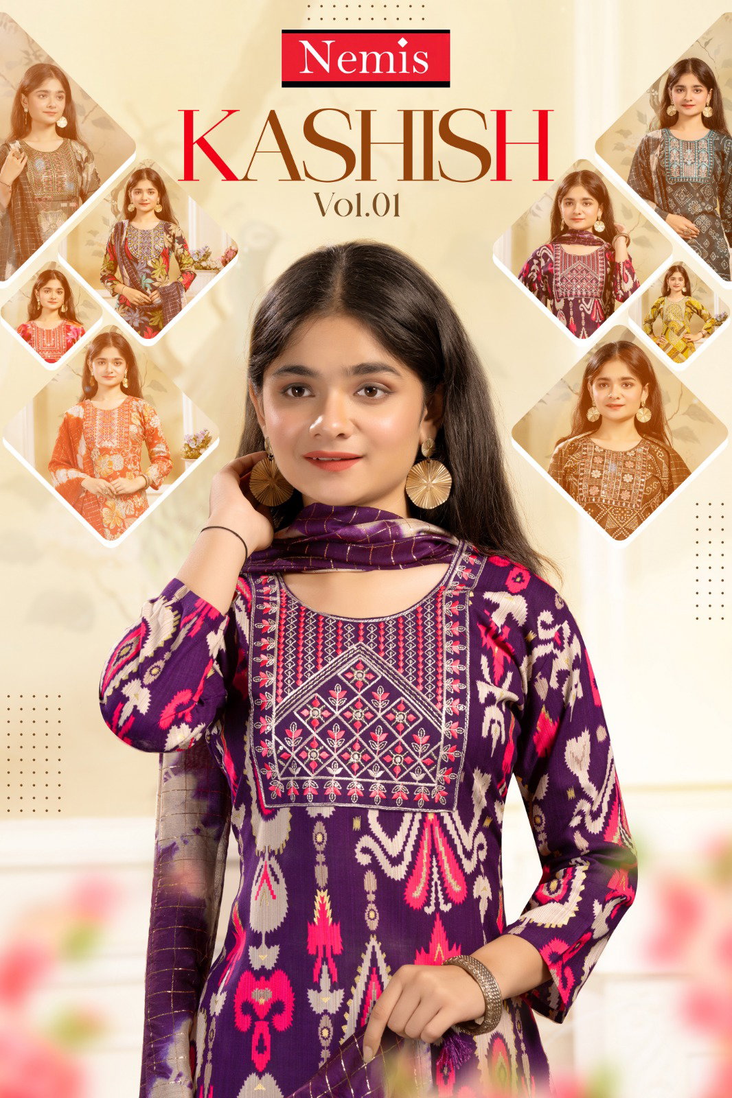 Nemis Kashish Vol 1 Rayon Foil Print Readymade Kids Collection