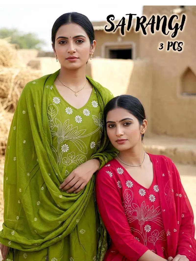 Satrangi 1 Fancy Embroidery Worked Kurti With Bottom Dupatta