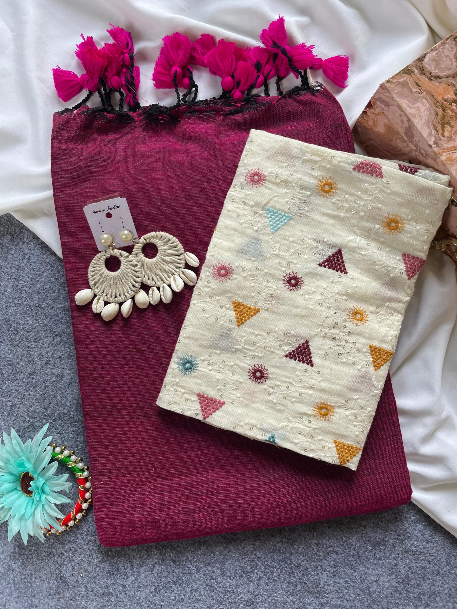 Khadi Vol 6 Cotton Saree With Blouse Embroidery Work Collection